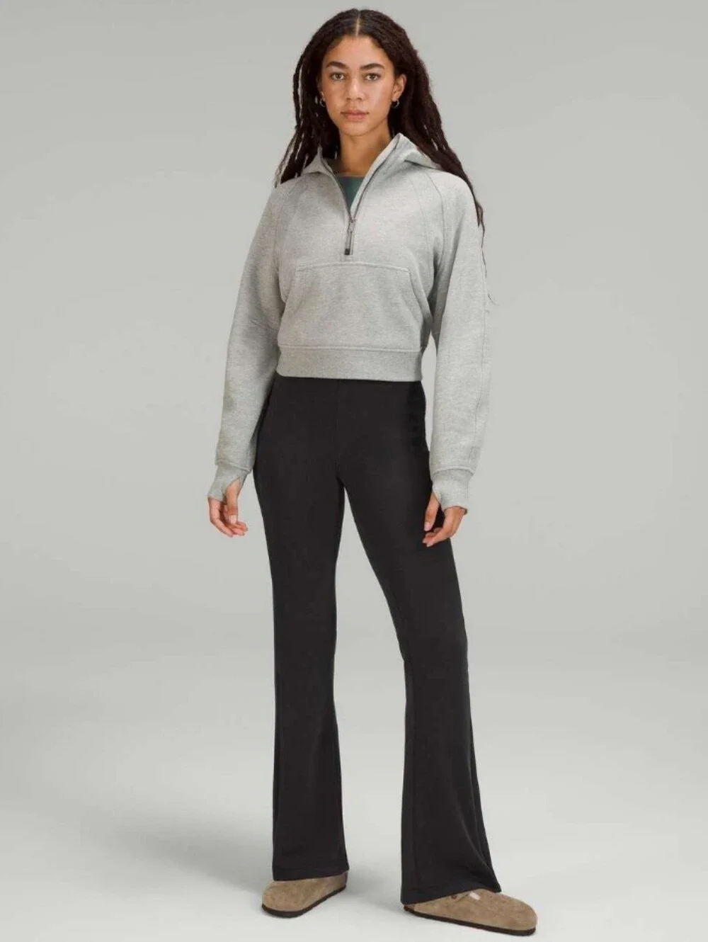 Lululemon Black Brushed Softstreme Ribbed Zip Flared 32.5